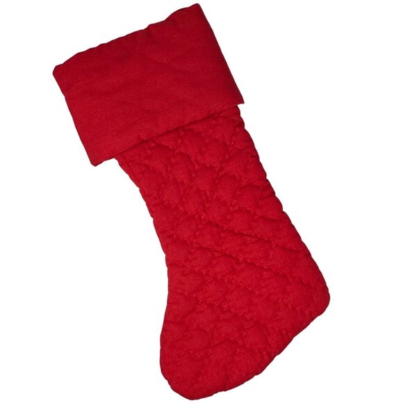 Heartstrings Red Quilted Christmas Stocking 18 Inch Lined Fold Over Cuff - Picture 1 of 8